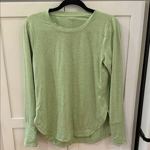 Athleta Womens Uptempo Top Sleeve Shirt Crew Neck Heathered Green